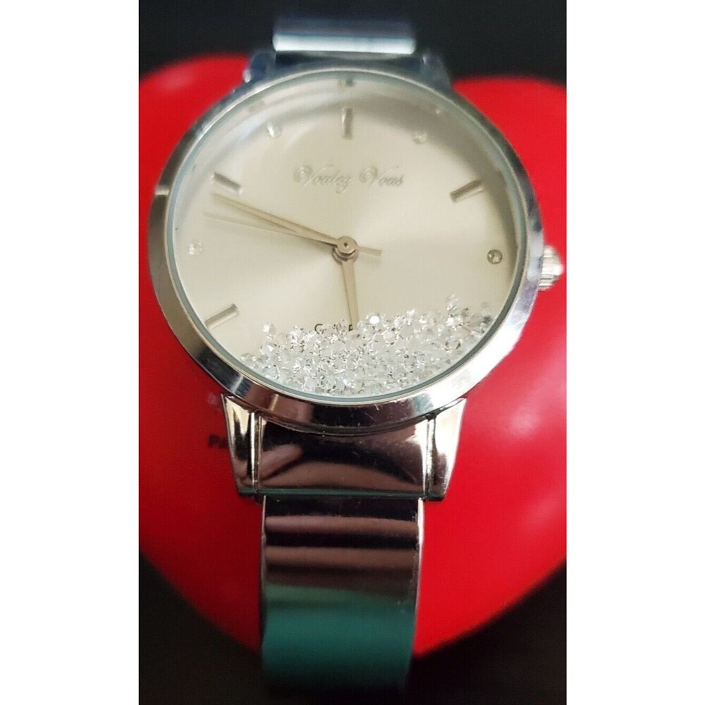 Voulez Vous Women’s Stainless Steel Quartz Bangle Watch White Dial Elegant - Picture 2 of 4